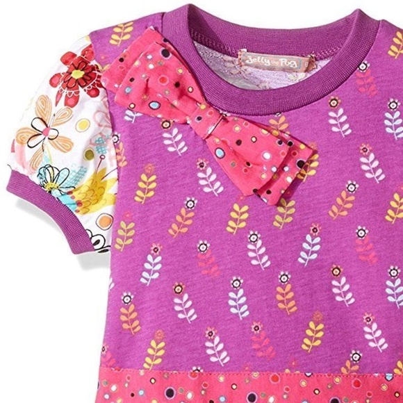 Jelly The Pug Dress Girls Floral Bow Knit 2T New - Picture 3 of 7